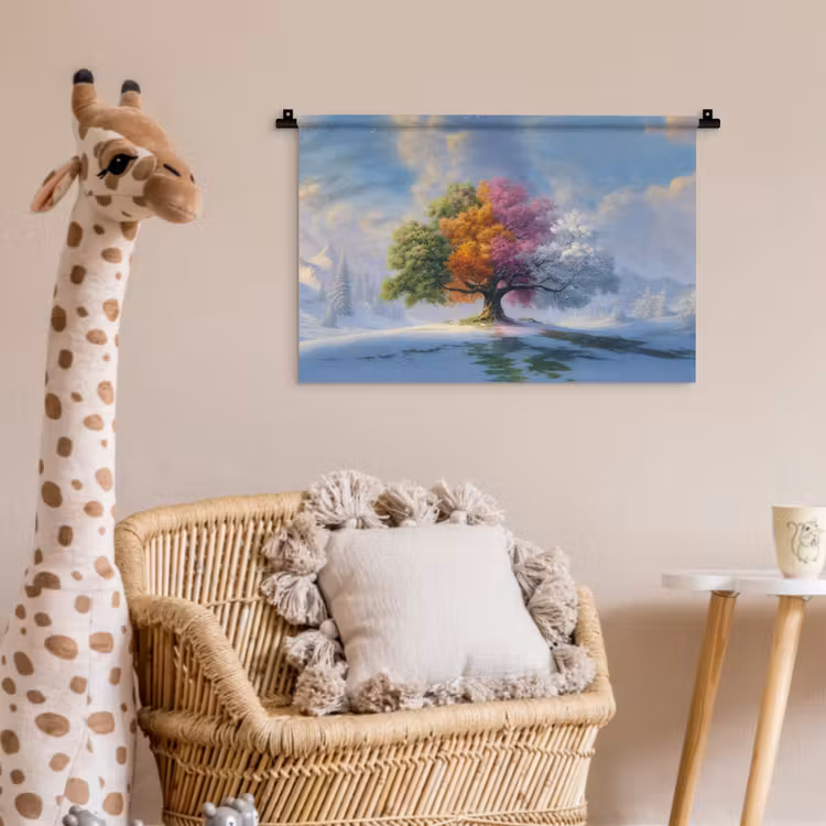 Boom - Seizoenen - Winter - Landschap Wandkleed katoen klein -wsfeer5_kind