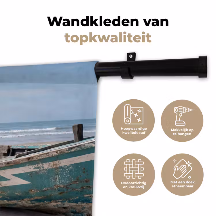 Boot - Zandstrand - Zee Wandkleed katoen klein -sfeer2