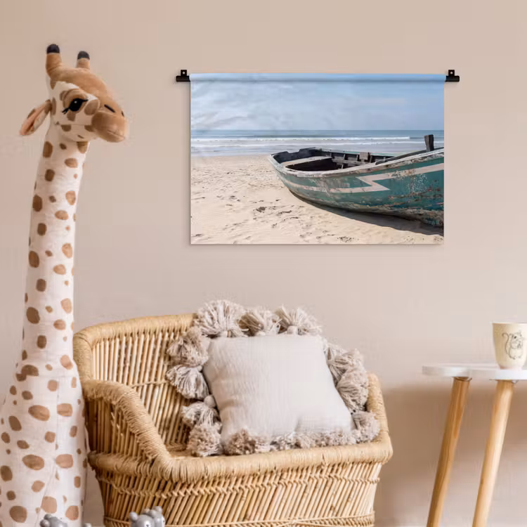 Boot - Zandstrand - Zee Wandkleed katoen klein -wsfeer5_kind