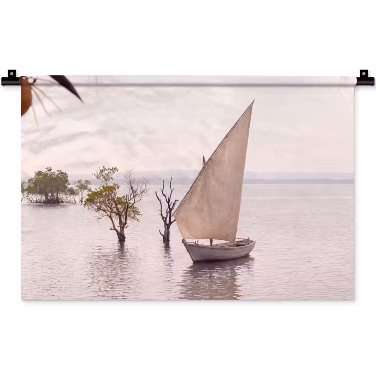 Boot - Zeil - Water - Tropisch - Natuur Wandkleed katoen klein -zz3d