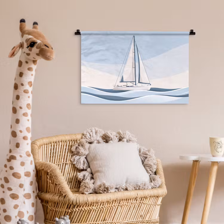 Boot - Zeil - Zee - Modern - Beige Wandkleed katoen klein -wsfeer5_kind