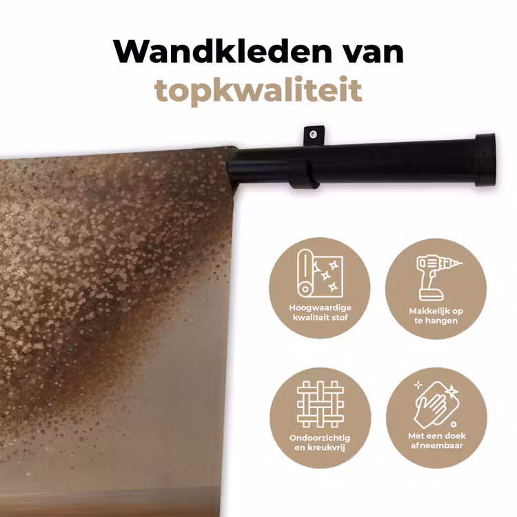 Bootje - Blaadjes - Goud - Water Wandkleed katoen klein -sfeer2