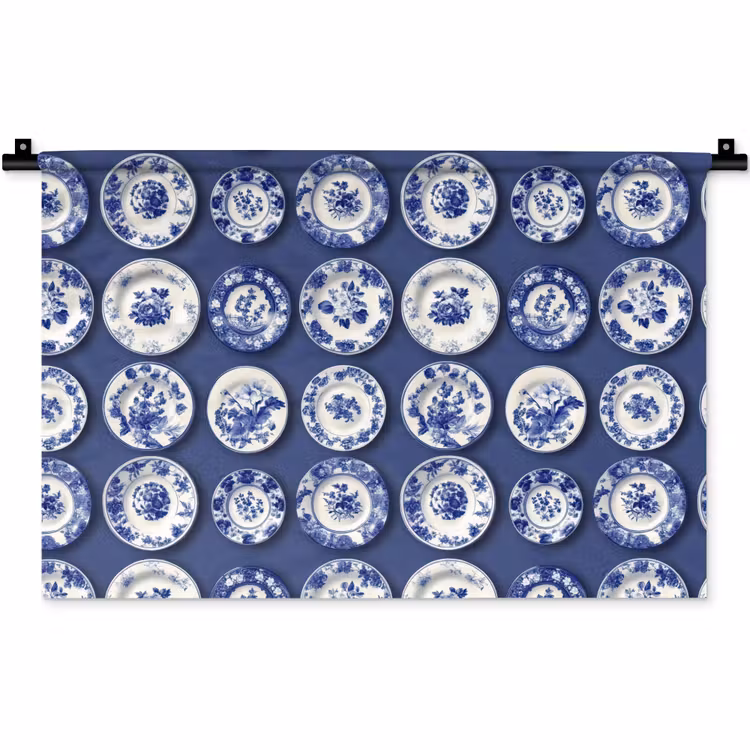 Borden - Floraal - Blauw Wandkleed katoen klein 269 -zz3d