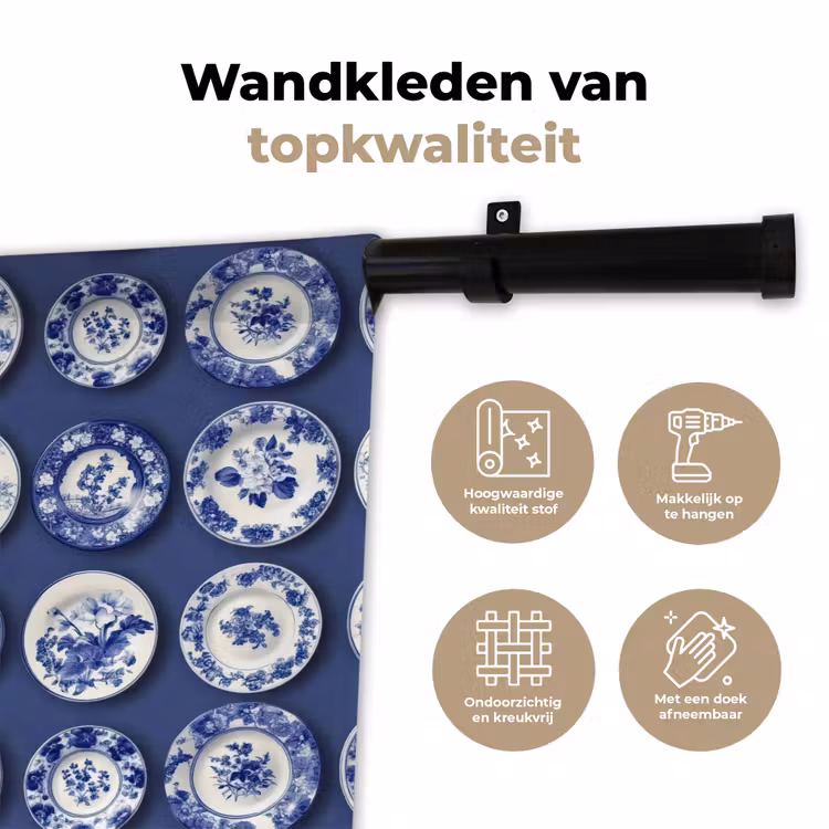 Borden - Floraal - Blauw Wandkleed katoen klein 269 -sfeer2