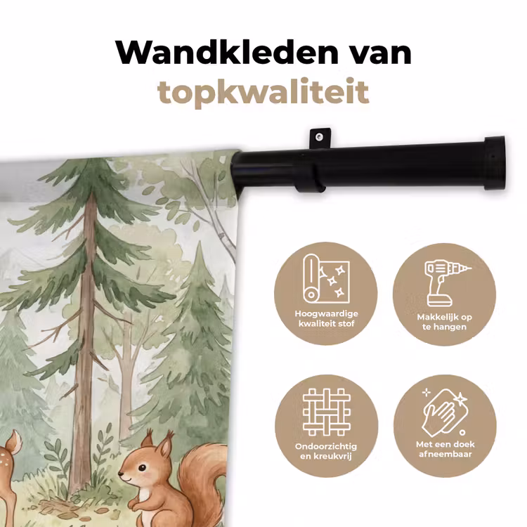 Bos - Dieren - Groen Wandkleed katoen klein -sfeer2