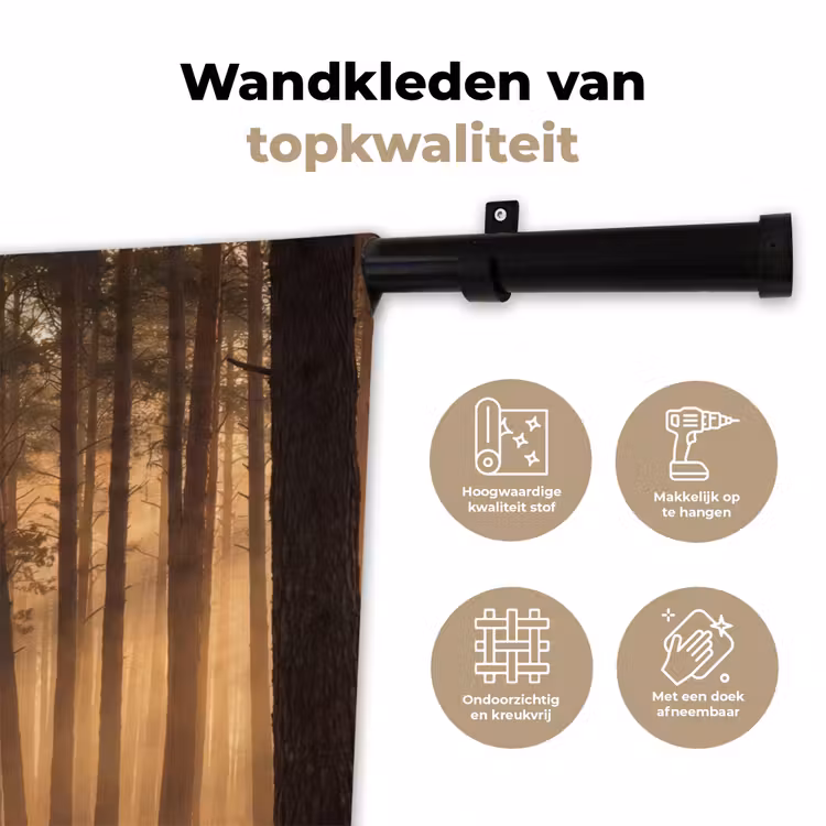 Bos - Mist - Zonlicht Wandkleed katoen klein -sfeer2