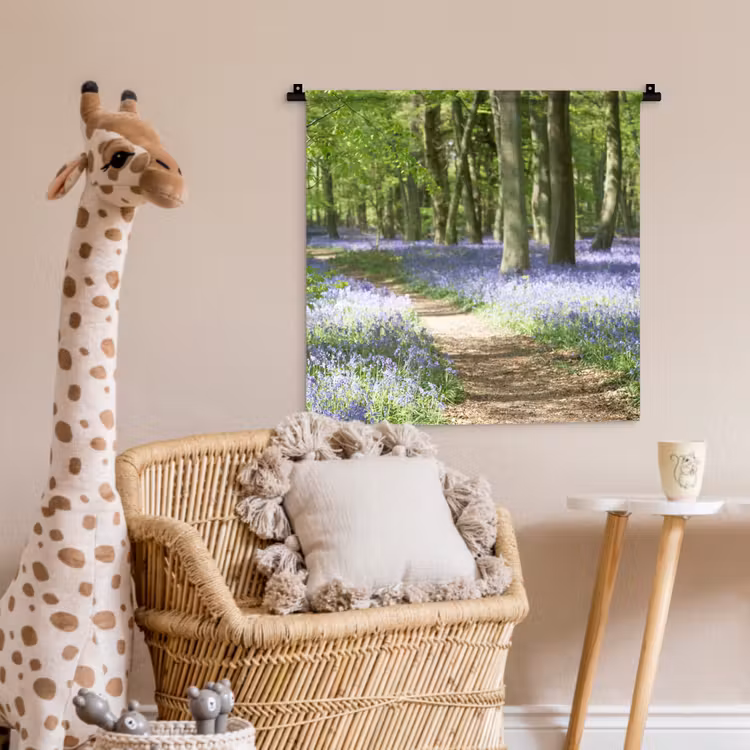 Bos - Pad - Bloemen - Paars - Groen - Natuur Wandkleed katoen klein -wsfeer5_kind
