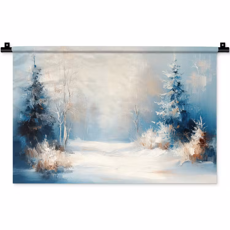 Bos - Winter - Natuur - Abstract - Sneeuw Wandkleed katoen klein -zz3d