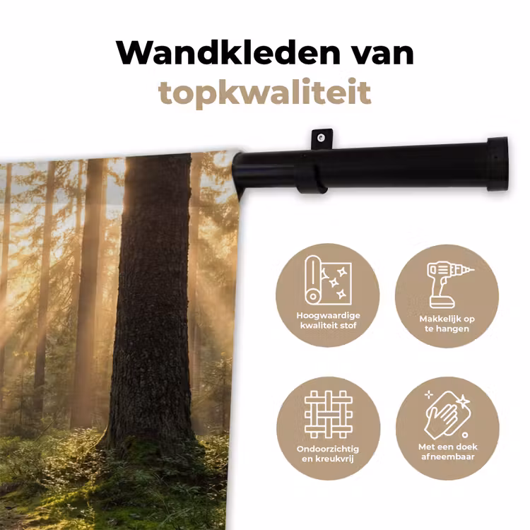 Bos - Zonlicht - Gras Wandkleed katoen klein -sfeer2