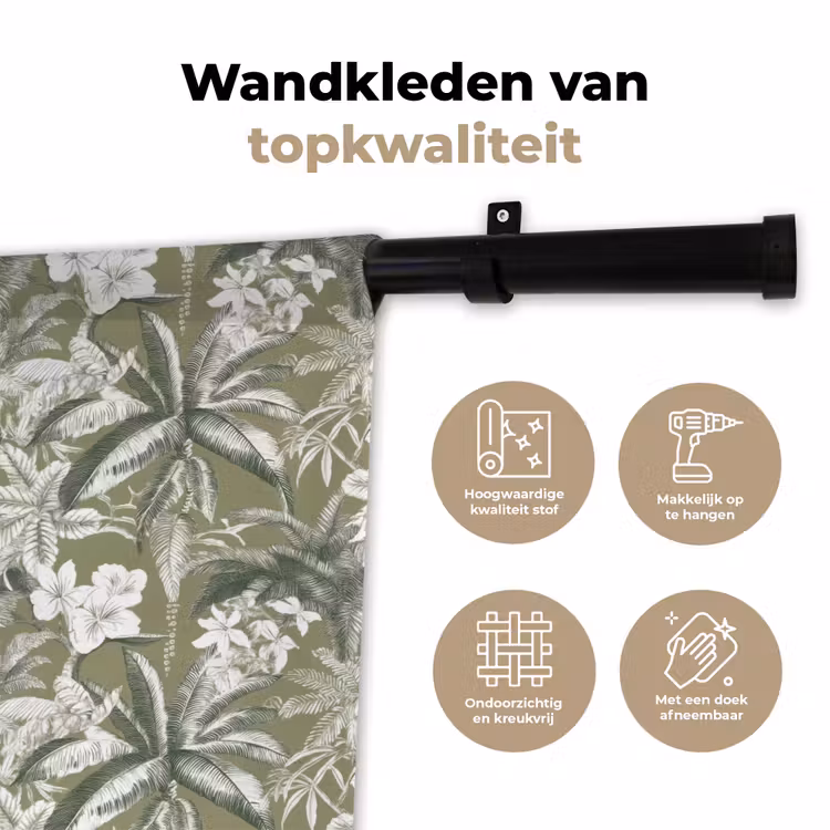 Botanisch - Bloemen - Groen Wandkleed katoen klein 269 -sfeer2