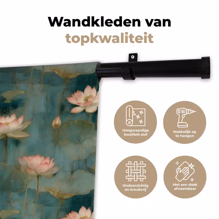 Botanisch - Bloemen - Roze Wandkleed katoen klein 269 -sfeer2