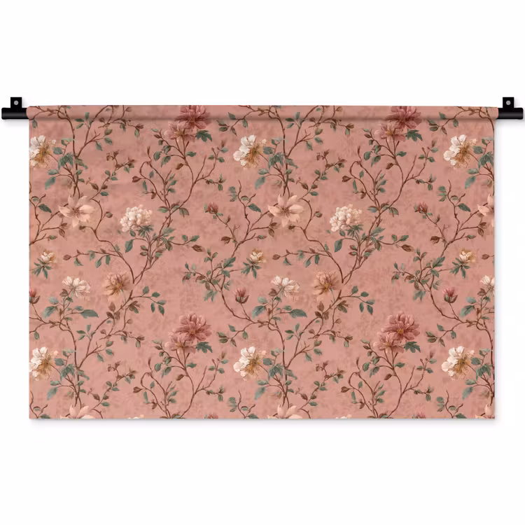 Botanisch - Bloemen - Roze Wandkleed katoen klein 269 -zz3d