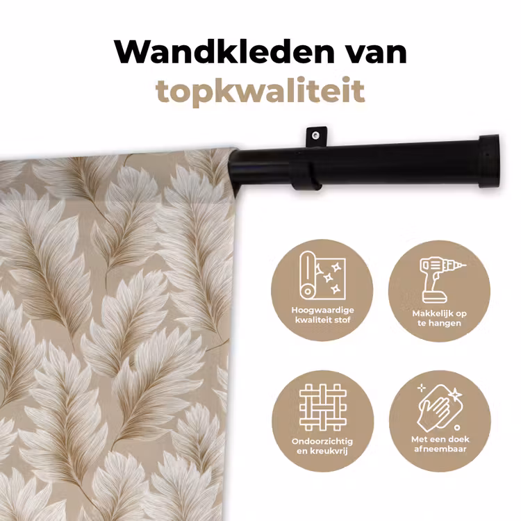 Botanisch - Patroon - Beige Wandkleed katoen klein 269 -sfeer2