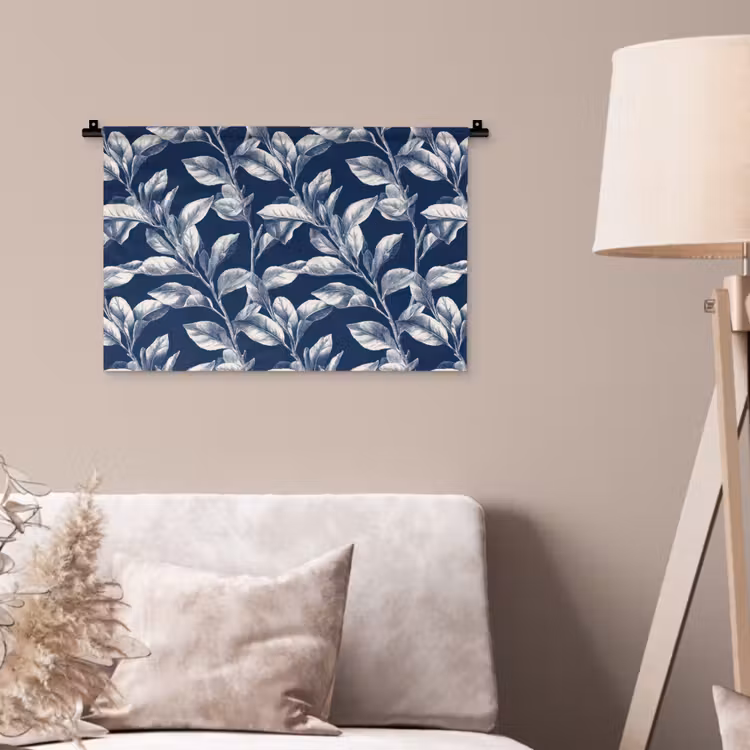 Botanisch - Patroon - Blauw Wandkleed katoen klein 269 -sfeer4