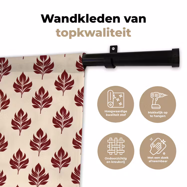 Botanisch - Patroon - Bordeaux Wandkleed katoen klein 269 -sfeer2