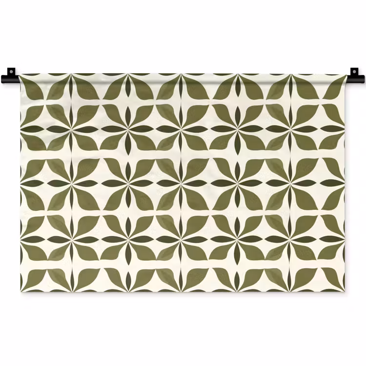 Botanisch - Retro - Groen Wandkleed katoen klein 269 -zz3d