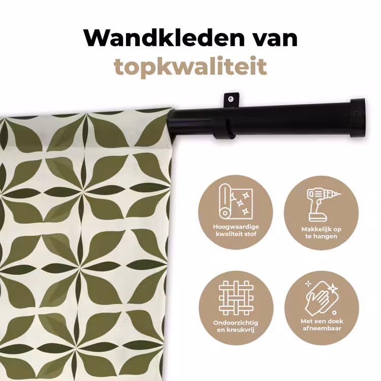 Botanisch - Retro - Groen Wandkleed katoen klein 269 -sfeer2