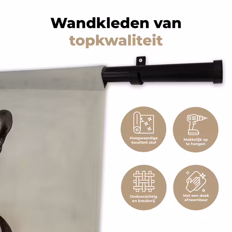 Bril - Hond - Kok Wandkleed katoen klein -sfeer2
