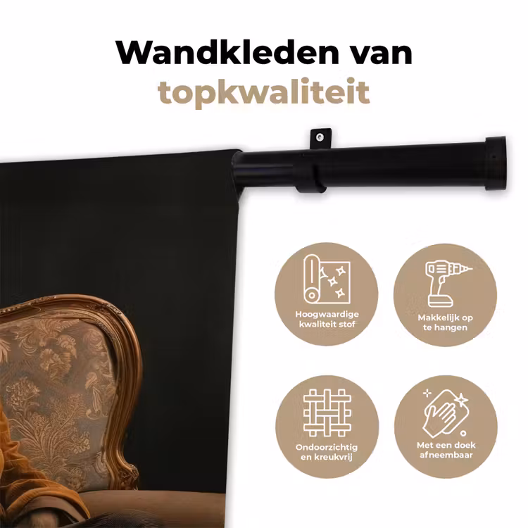 Bril - Leeuw - Bank - Hoed Wandkleed katoen klein -sfeer2