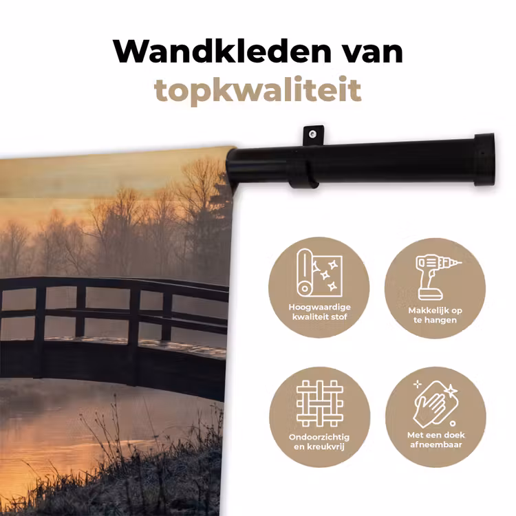 Brug - Mist - Bomen - Water Wandkleed katoen klein -sfeer2