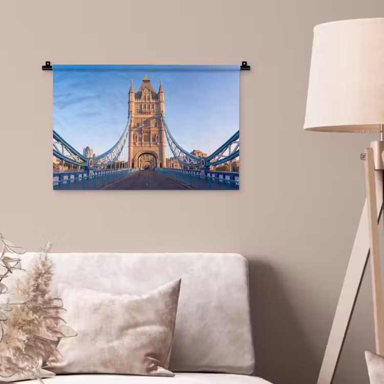 Brug - Toren - Architectuur - Klassiek - Blauw Wandkleed katoen klein -sfeer4
