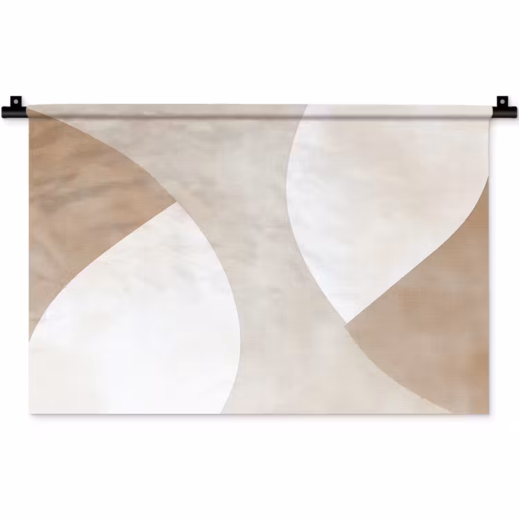 Bruin - Japandi - Abstract Wandkleed katoen klein -zz3d