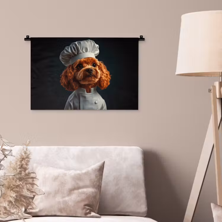 Bruin - Kok - Hondje Wandkleed katoen klein -sfeer4
