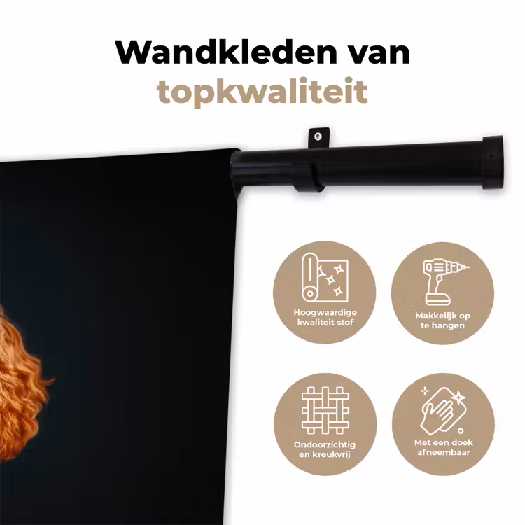 Bruin - Kok - Hondje Wandkleed katoen klein -sfeer2