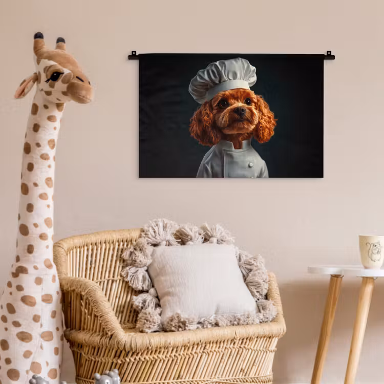 Bruin - Kok - Hondje Wandkleed katoen klein -wsfeer5_kind