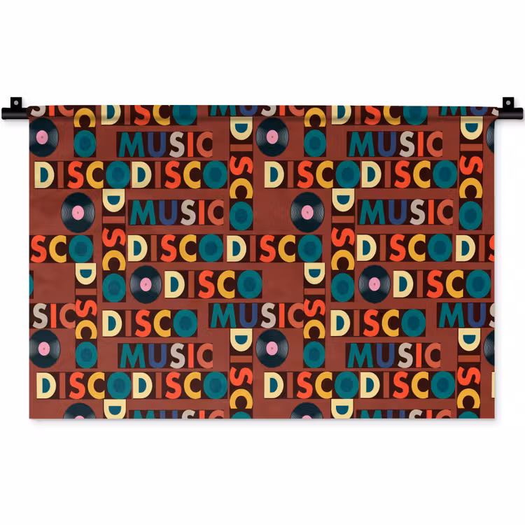 Bruin - Retro - Disco - Patroon Wandkleed katoen klein 269 -zz3d