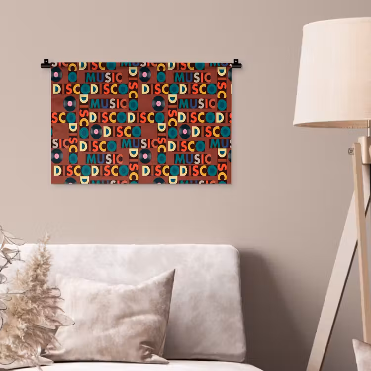 Bruin - Retro - Disco - Patroon Wandkleed katoen klein 269 -sfeer4