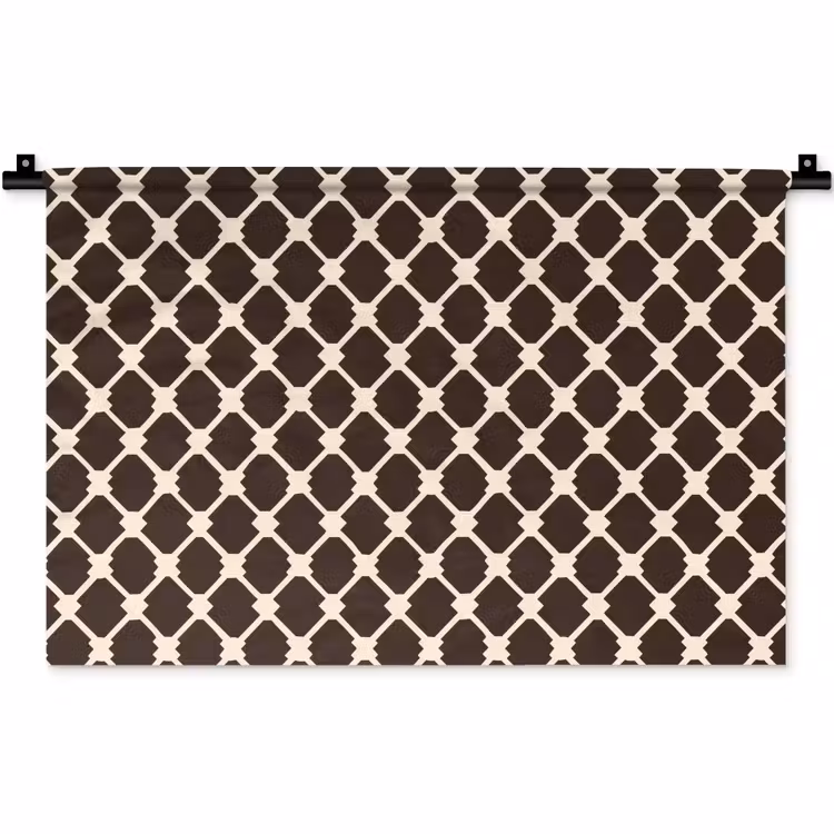 Bruin - Ruitpatroon - Geometrisch Wandkleed katoen klein 269 -zz3d