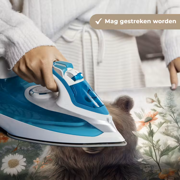 Bruine beer - Wilde dieren - Bloemen - Planten Wandkleed katoen klein -sfeer9