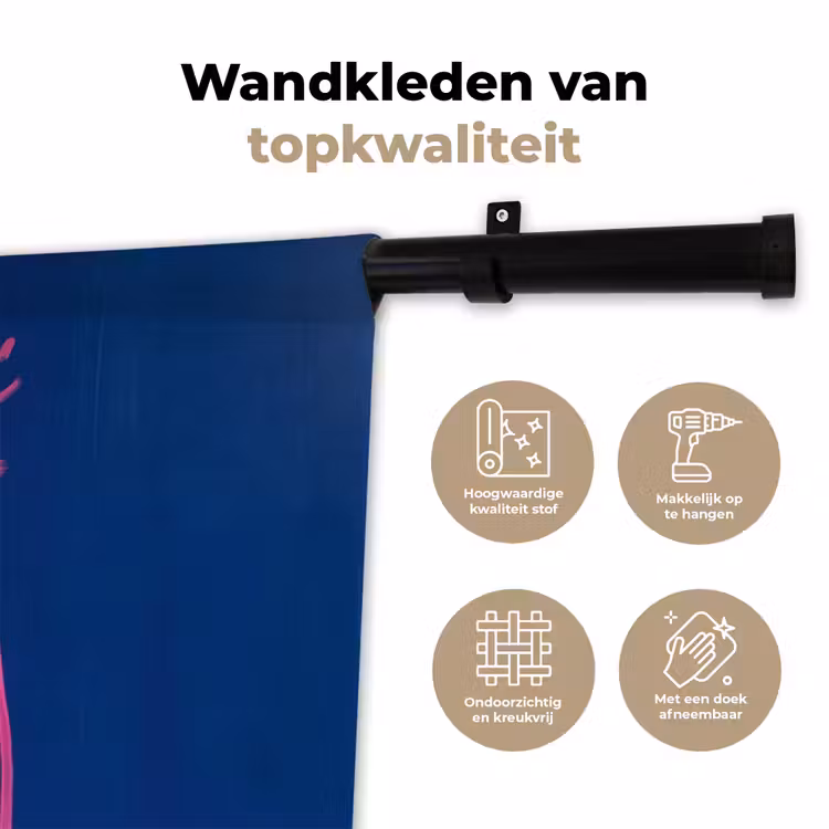 Brutaal - Grappig - Blauw Wandkleed katoen klein -sfeer2