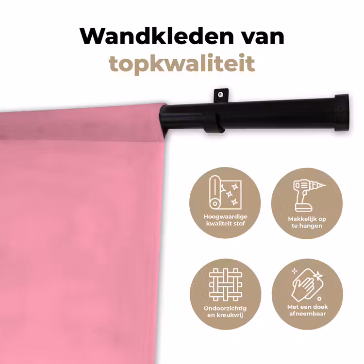 Bubblegum - Pink - Roze Wandkleed katoen klein 269 -sfeer2