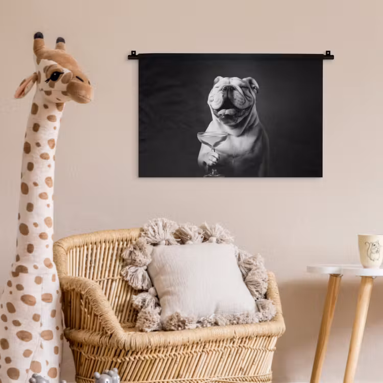 Buldog - Hond - Glas Wandkleed katoen klein -wsfeer5_kind