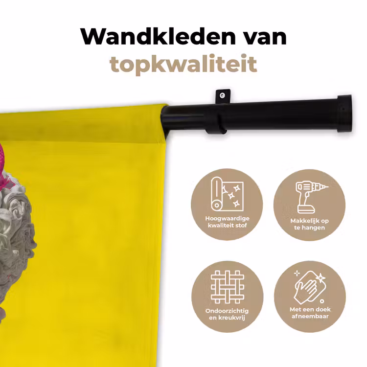 Buste - Slangen - Geel Wandkleed katoen klein -sfeer2
