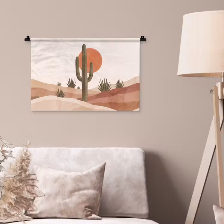 Cactus - Duinen - Modern - Landschap - Groen Wandkleed katoen klein -sfeer4