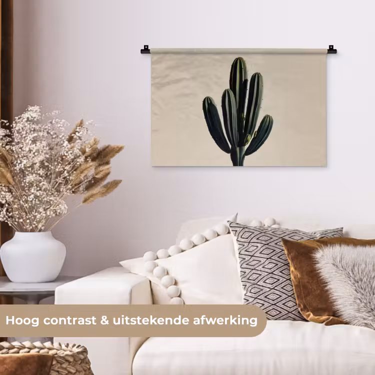Cactus - Subtiel - Groen Wandkleed katoen klein -sfeer1
