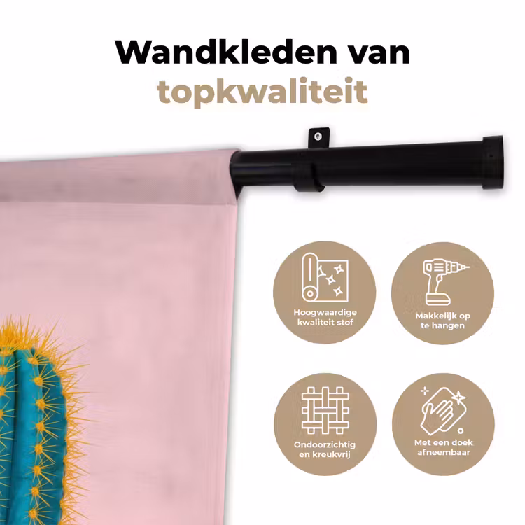 Cactussen - Modern - Pastel Wandkleed katoen klein -sfeer2