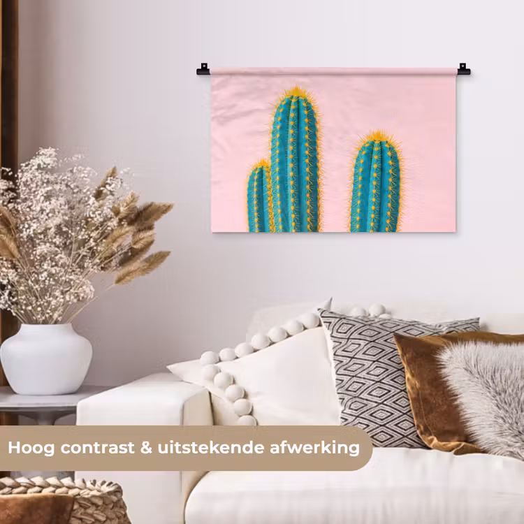 Cactussen - Modern - Pastel Wandkleed katoen klein -sfeer1