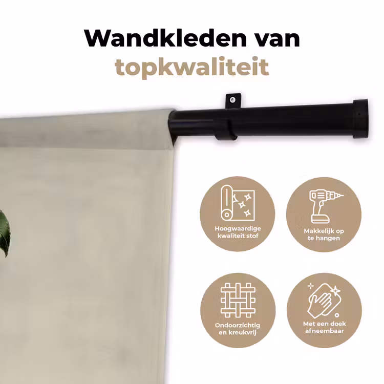Cameliabloem - Wit - Groen Wandkleed katoen klein -sfeer2