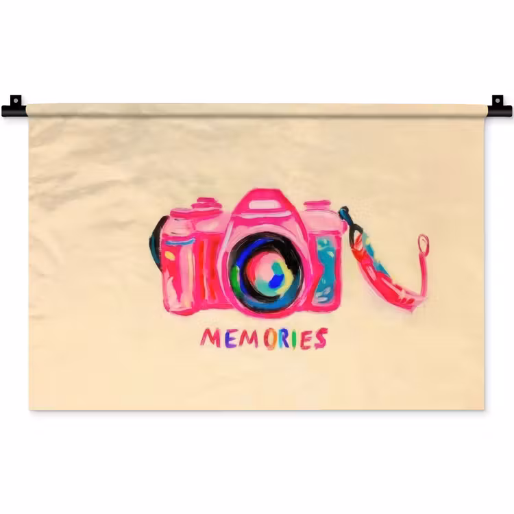 Camera - Memories - Roze - Geschilderd Wandkleed katoen klein -zz3d