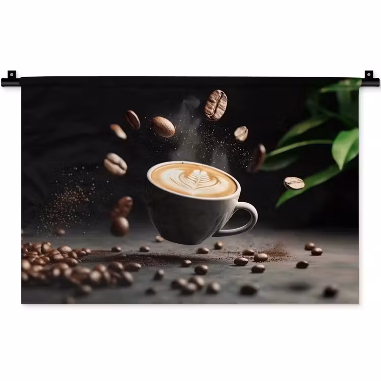 Cappuccino - Kop - Bonen - Bruin Wandkleed katoen klein -zz3d