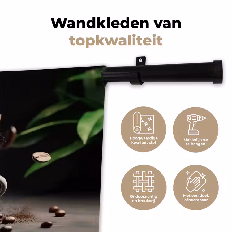 Cappuccino - Kop - Bonen - Bruin Wandkleed katoen klein -sfeer2