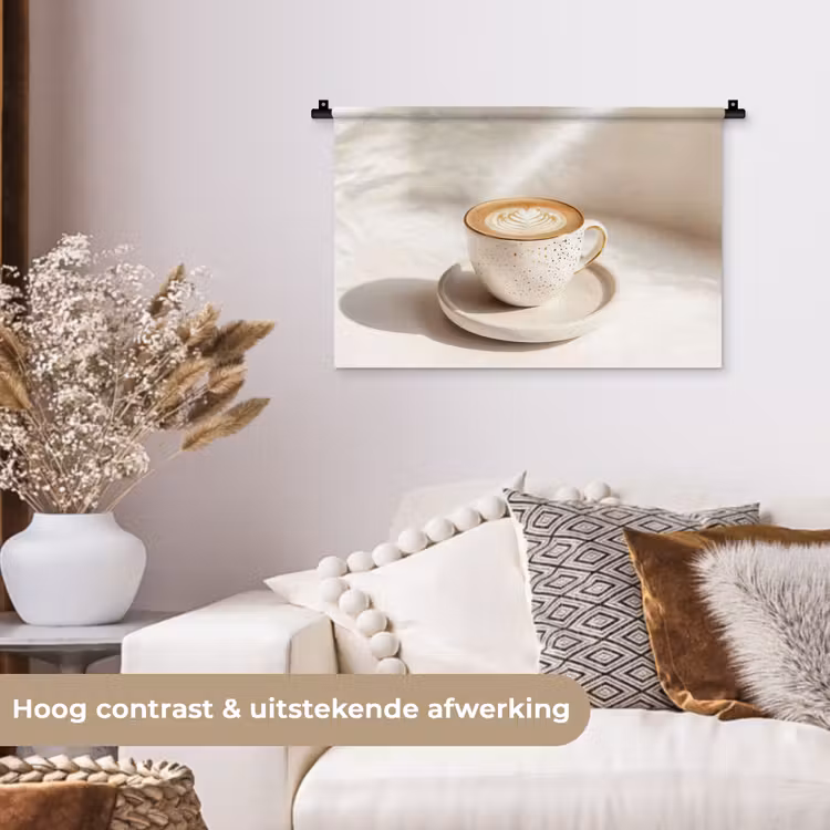 Cappuccino - Schuim - Schotel - Beige Wandkleed katoen klein -sfeer1