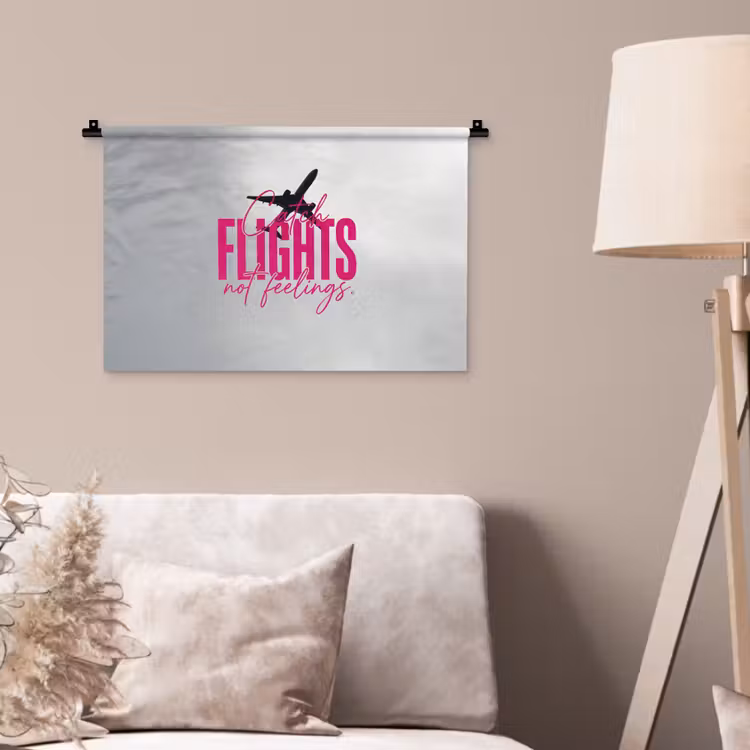 Catch flights not feelings - Vliegtuig - Roze Wandkleed katoen klein -sfeer4