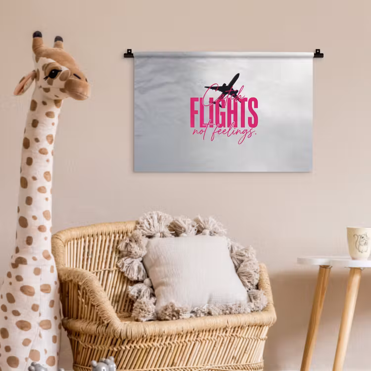 Catch flights not feelings - Vliegtuig - Roze Wandkleed katoen klein -wsfeer5_kind
