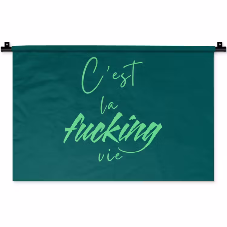 c'est la fucking vie - Groen - Handgeschreven Wandkleed katoen klein -zz3d
