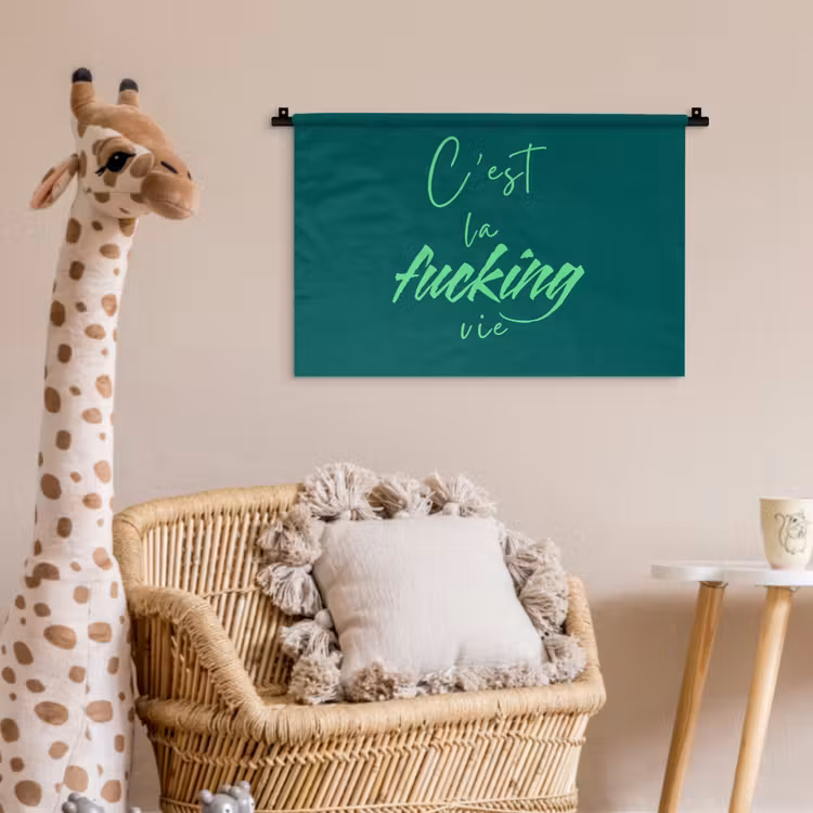 c'est la fucking vie - Groen - Handgeschreven Wandkleed katoen klein -wsfeer5_kind